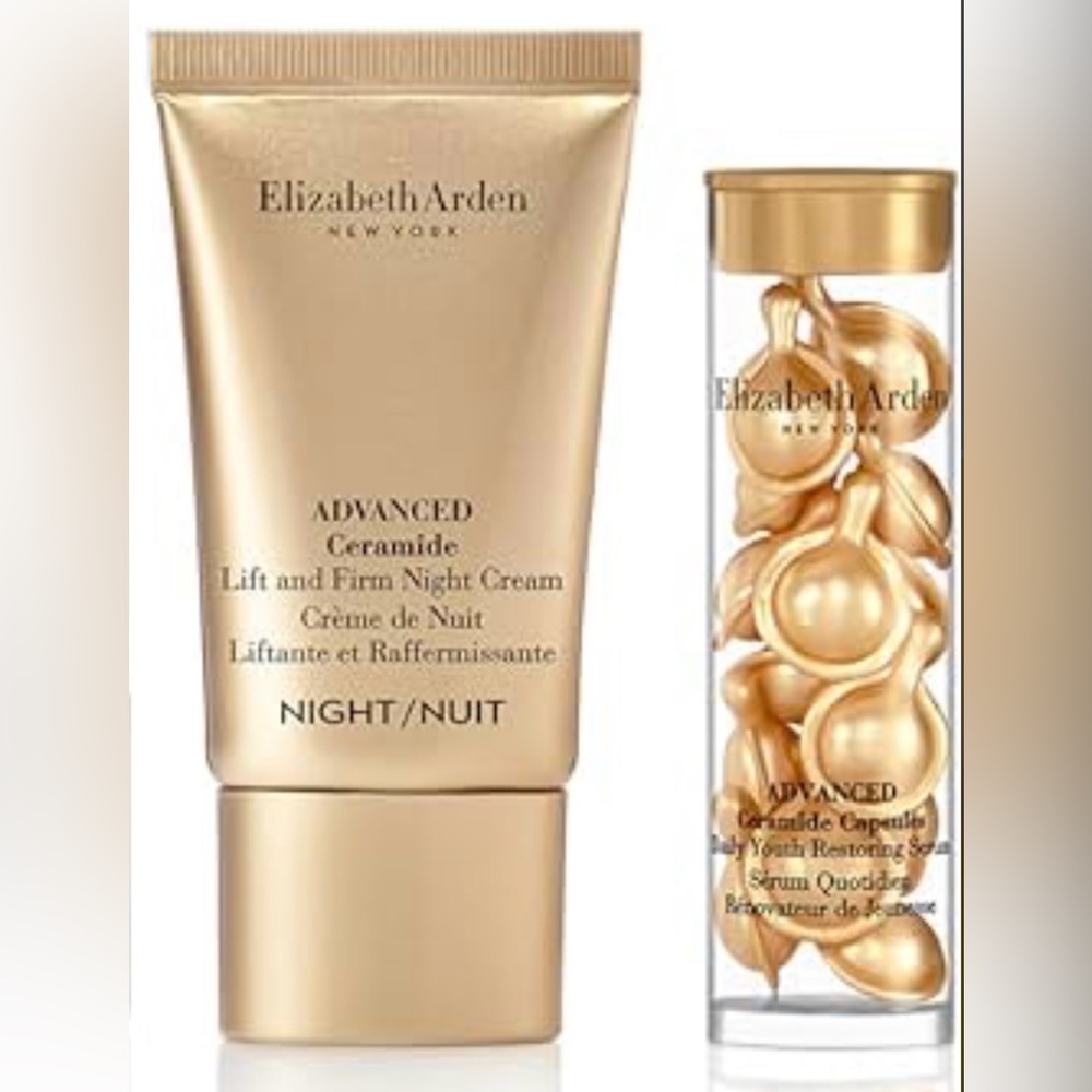 Elizabeth Arden Advanced Ceramide Lift Night Cream PLUS Serum 14 capsules BUNDLE